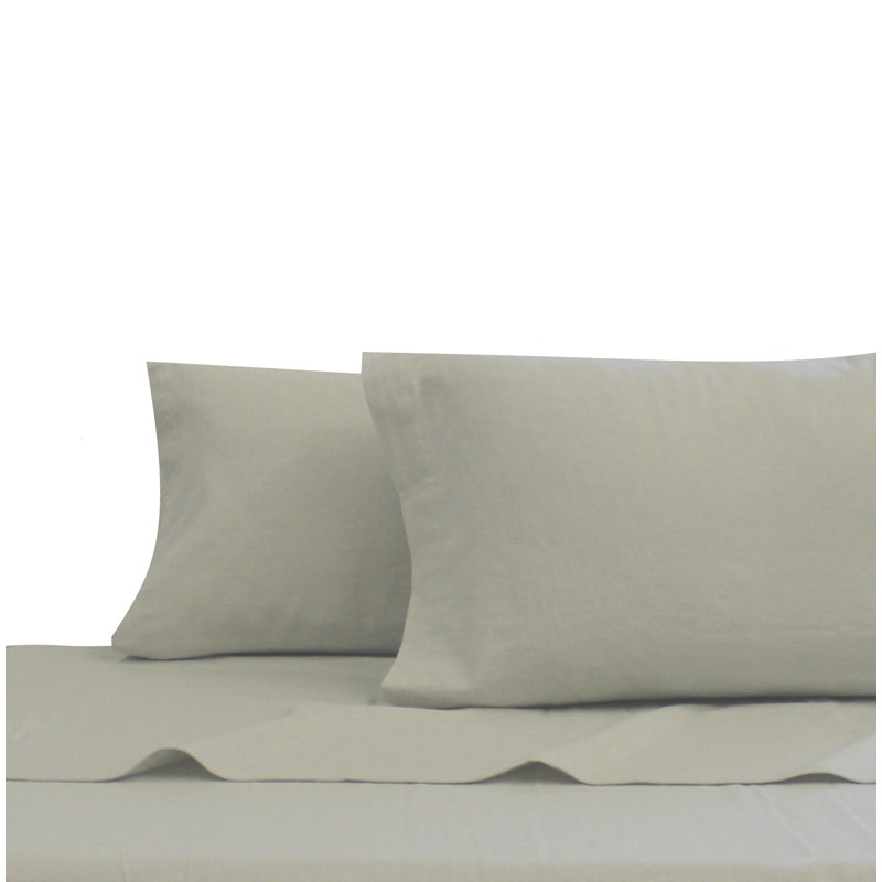 Ensemble de literie en flanelle 100 % coton, Gris vison, Ensemble de drap pour lit très grand avec drap-ho