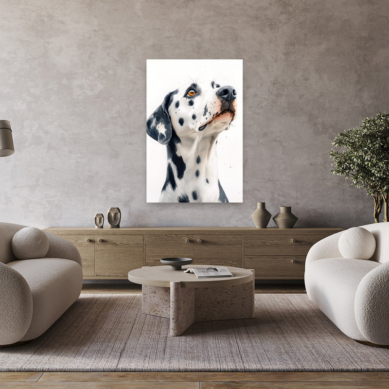 «Curious Dalmatian Portrait», art mural contemporain, 48" H x 32" W