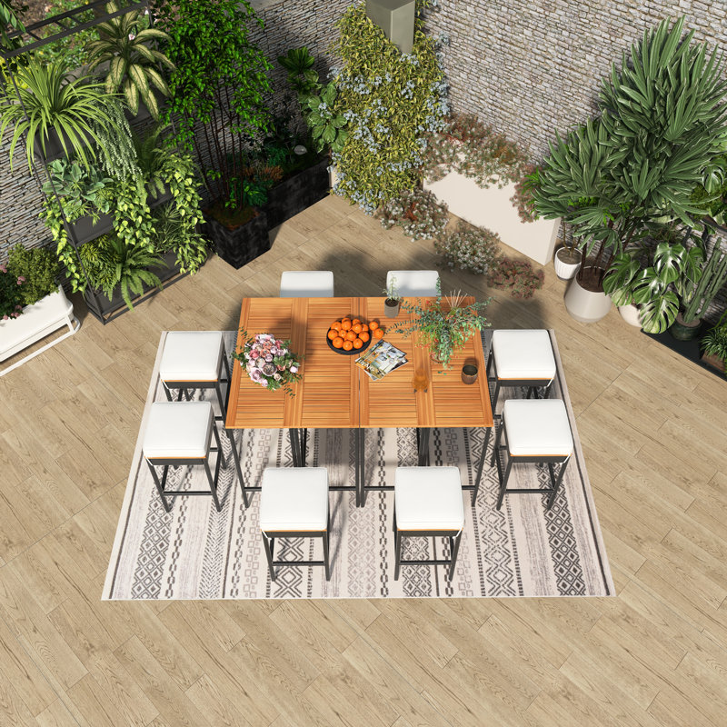 10-Piece Rectangular Outdoor Patio Dining Set With Cushions