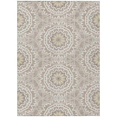 Tapis intérieur lavable à motif de médaillon ivoire 9 'X 12'