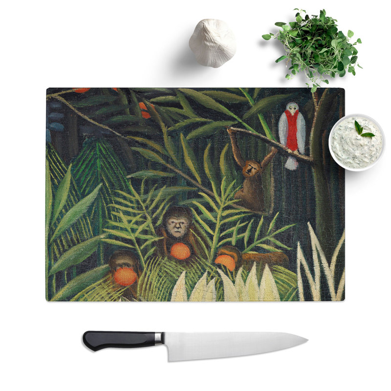 Monkeys and Parrot in the Virgin Forest by Henri Rousseau Chopping Board, 0.4cm H x 28.5cm W x 39cm L