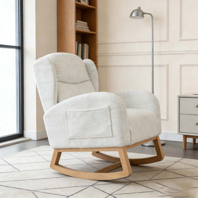 Chaise berçante en tissu Teddy, Ivoire ivoire