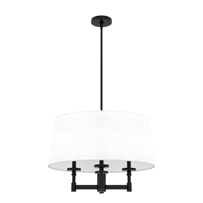 Hunter Briargrove 4 Light Shade Chandelier Ceiling Light Fixture, Matte Black