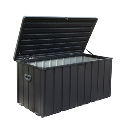 120 gallons de rangement gris foncé pour terrasse - Boîte extérieure imperméable pour coussins et fournitures
