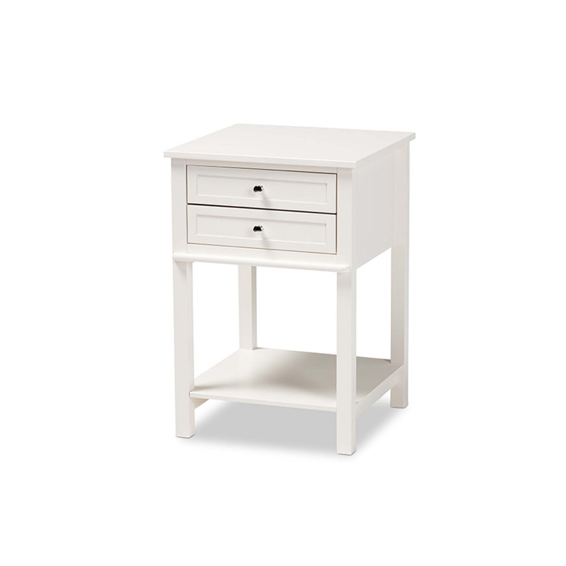 Table de chevet 2 tiroirs Ashfield, Blanc