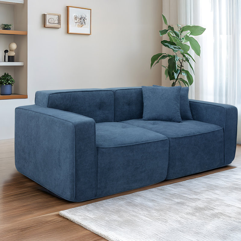 Lit moderne en velours bleu confortable avec espace de rangement 3 places peu encombrant et pratique