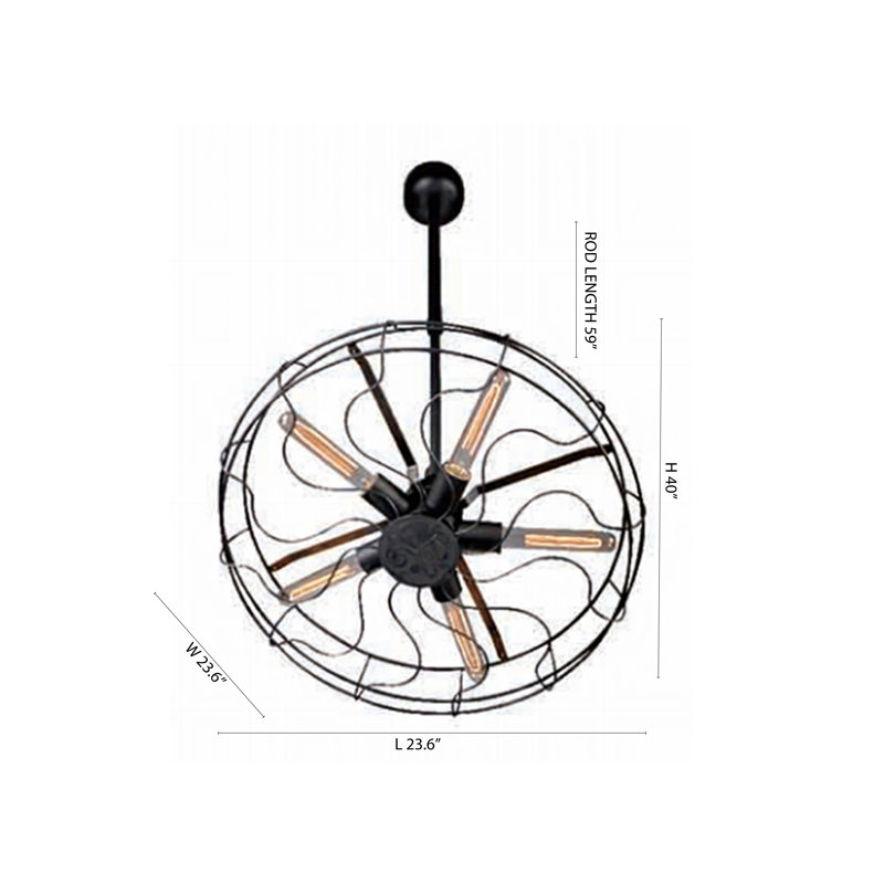 Industrial 5 Light Black Fan Pendant