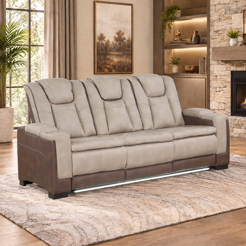Imperial 3-Piece Power Reclining Living Room Set with Armrest Pocket Wireless Charging, USB Ports, and LED Lighting, Brown