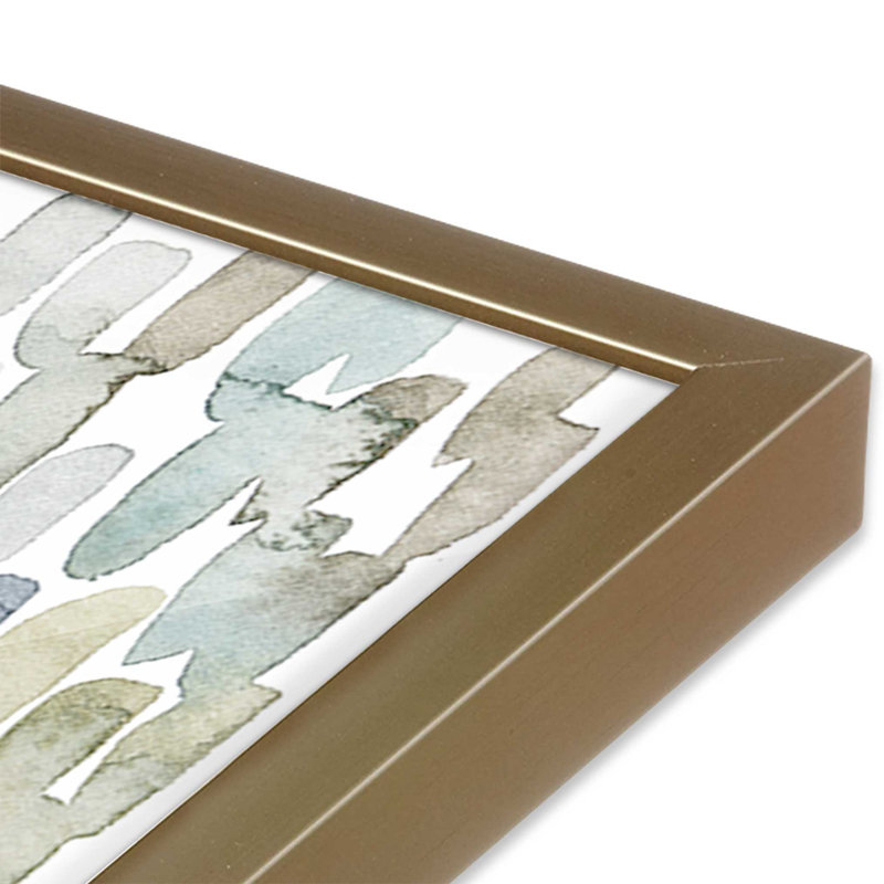 Fluid Abstracts in Earthy Blues I Print in a Frame, H 37,25 po x l 25,25 po, Cadre de coin ouvert en or brossé