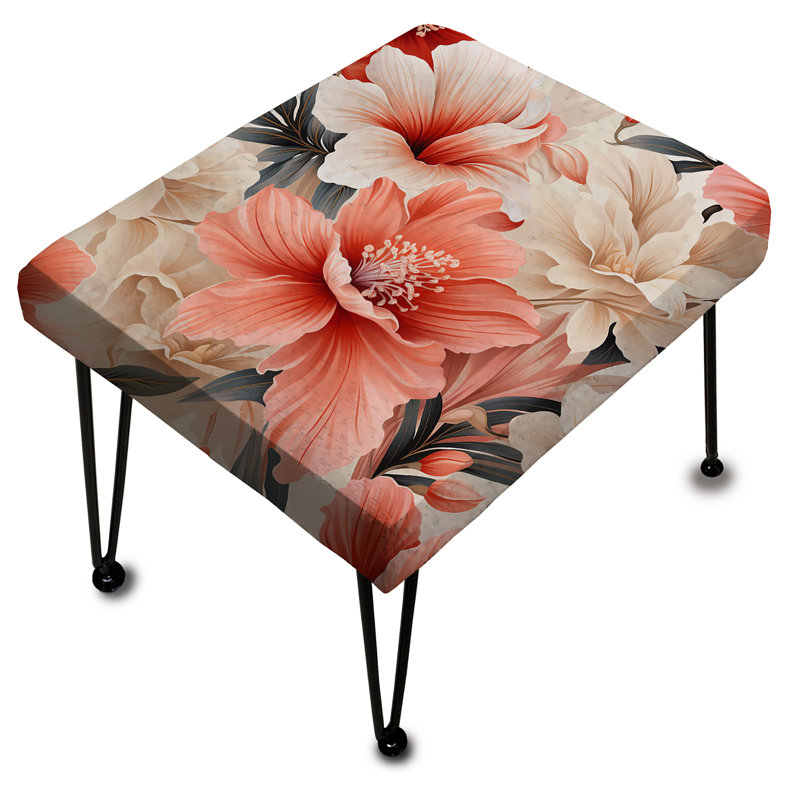 Delicate Neutrals Tropical Pattern - Tropical Rectangle Ottoman