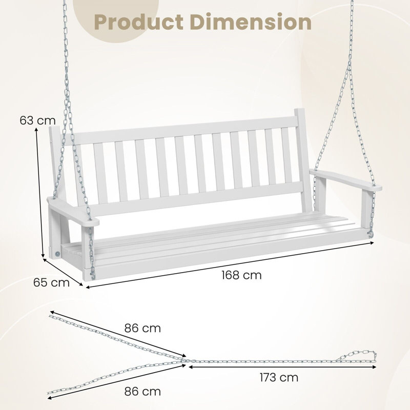 Sluss Porch Swing, White, 168 cm
