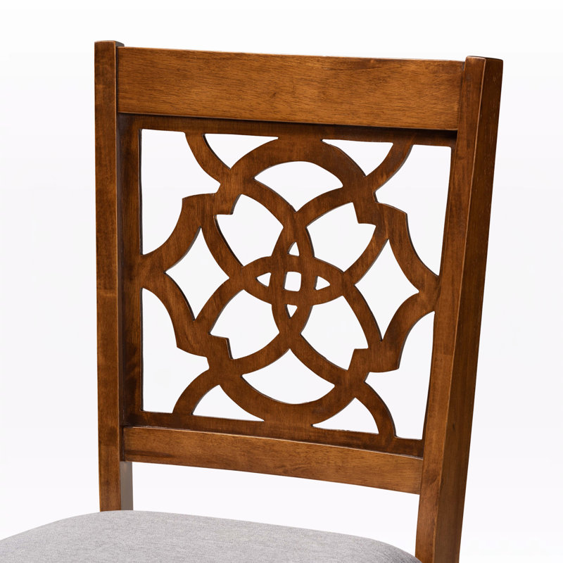 Lebanon Solid Wood Dining Set, 7 Pieces: Table, 6 Chairs, Walnut Brown/Sand