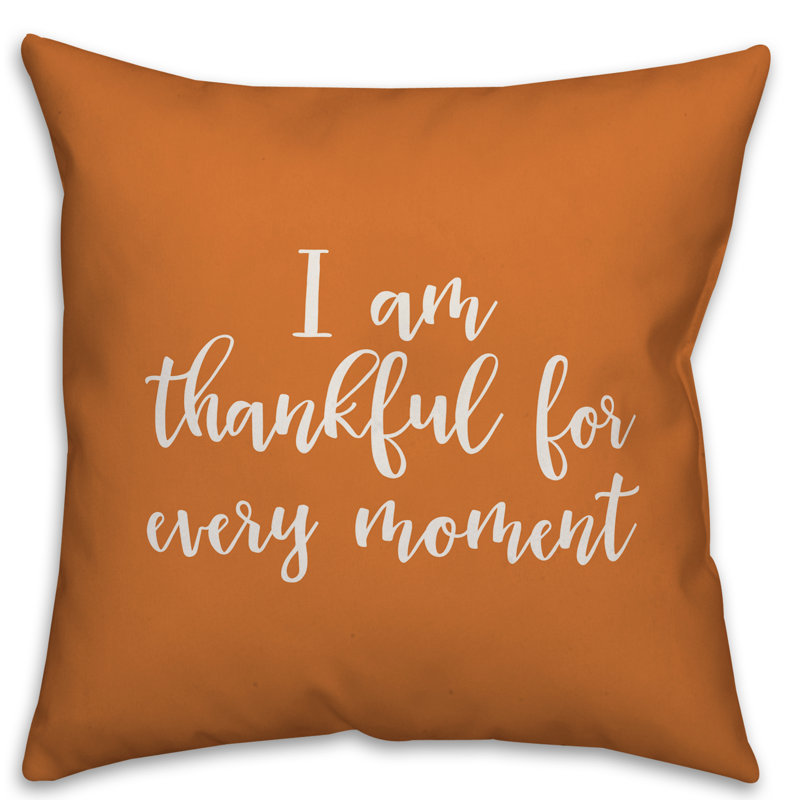  Oreiller I Am Thankful for Every Moment, Orange, Coussin décoratif