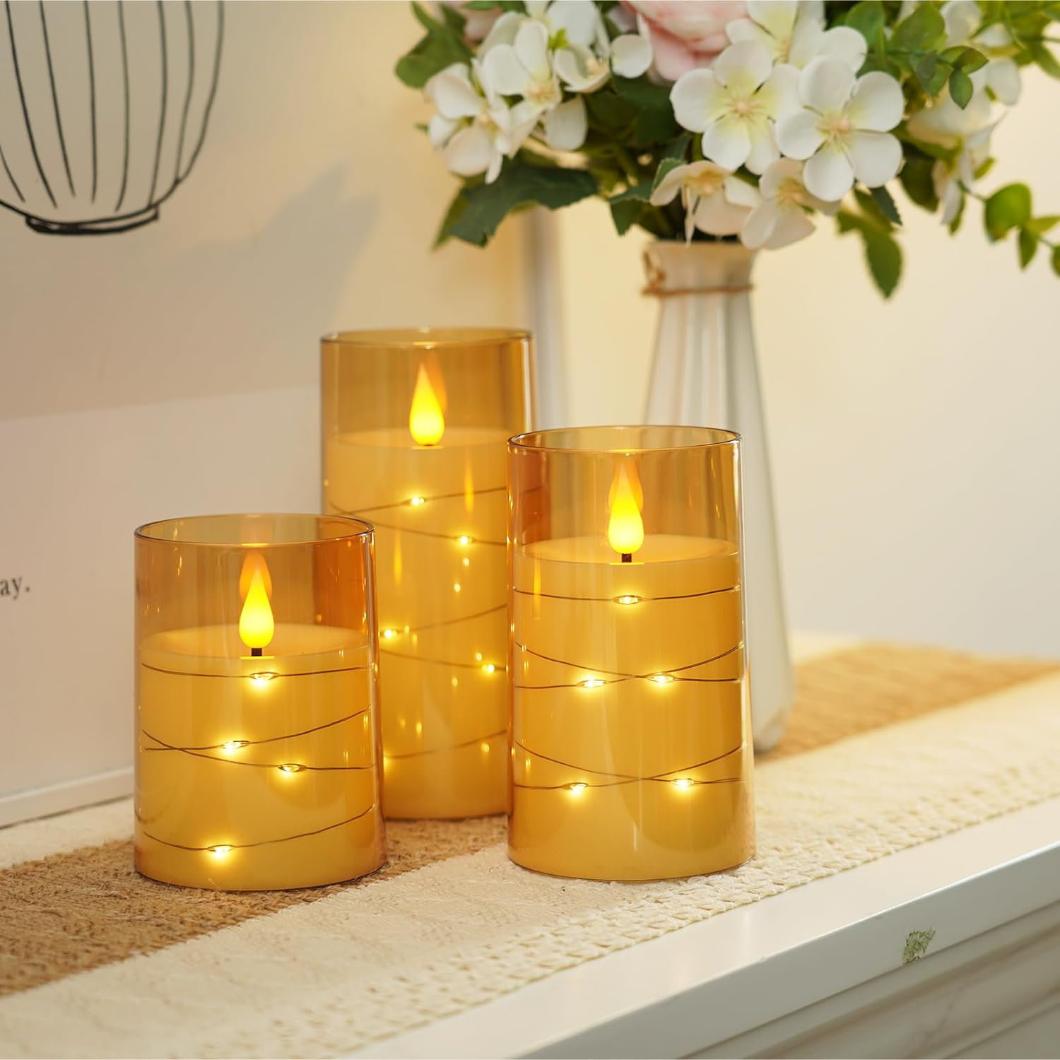 The Party Aisle™ Flameless Candles 3 Set, Flickering Battery Operated ...