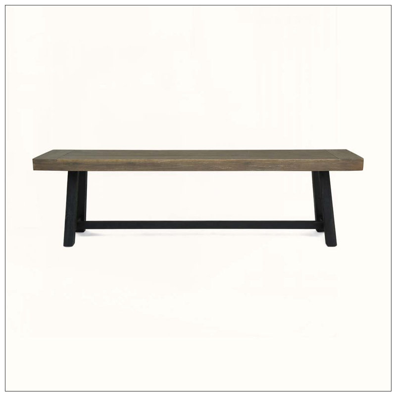 Banc d'extérieur en bois d'acacia, Grey+Black-2pieces
