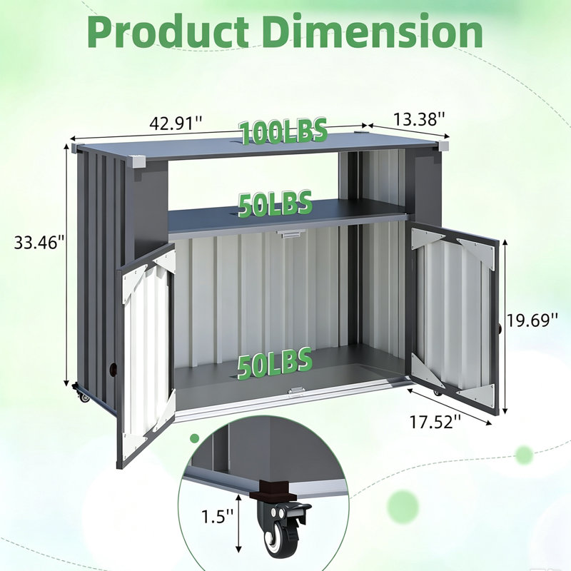 Outdoor Grill Table With Storage Cabinet Weatherproof