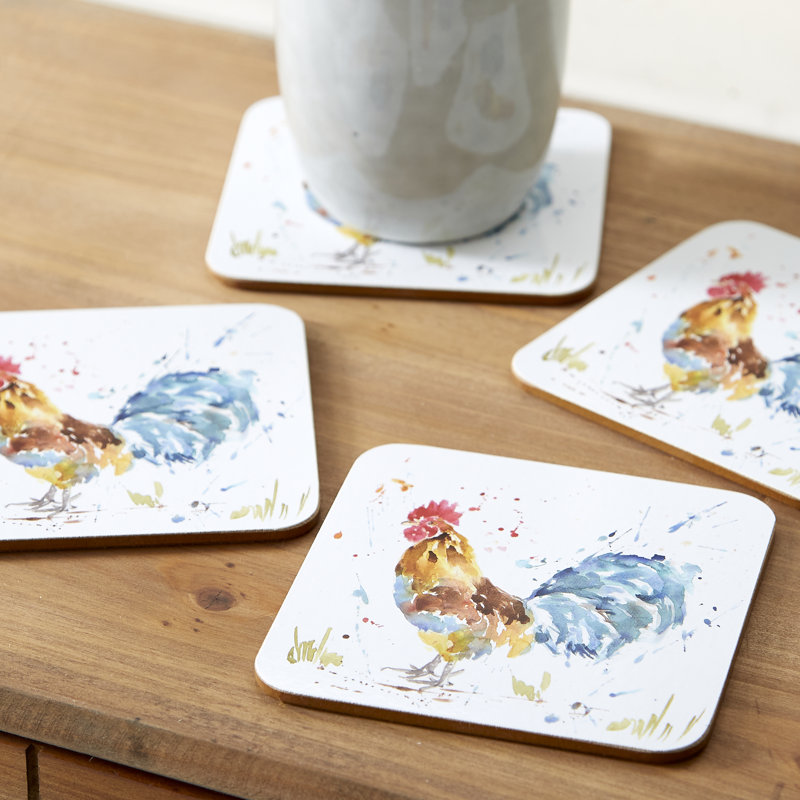 Lobardy Wood Square 4 Piece Coaster Set