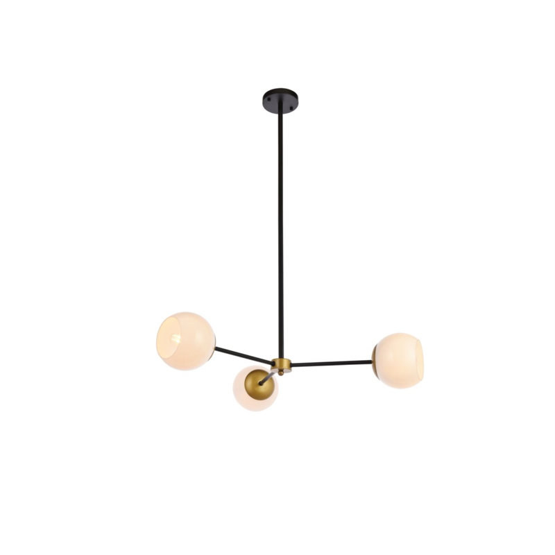 Caisha 3 - Light Dimmable Sputnik Modern Linear Chandelier, Black/Brass/White