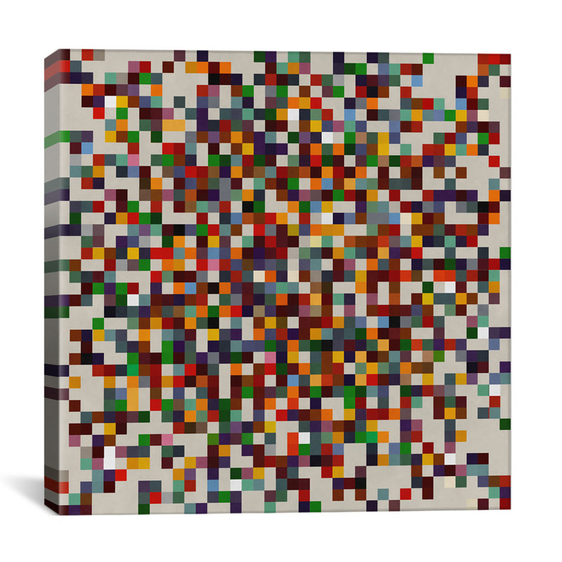 «Albree Modern cPixilated Tile Colorful Cluster», impression sur toile, H 37 po x l 37 po x P 1,5 po, Pas de tapis
