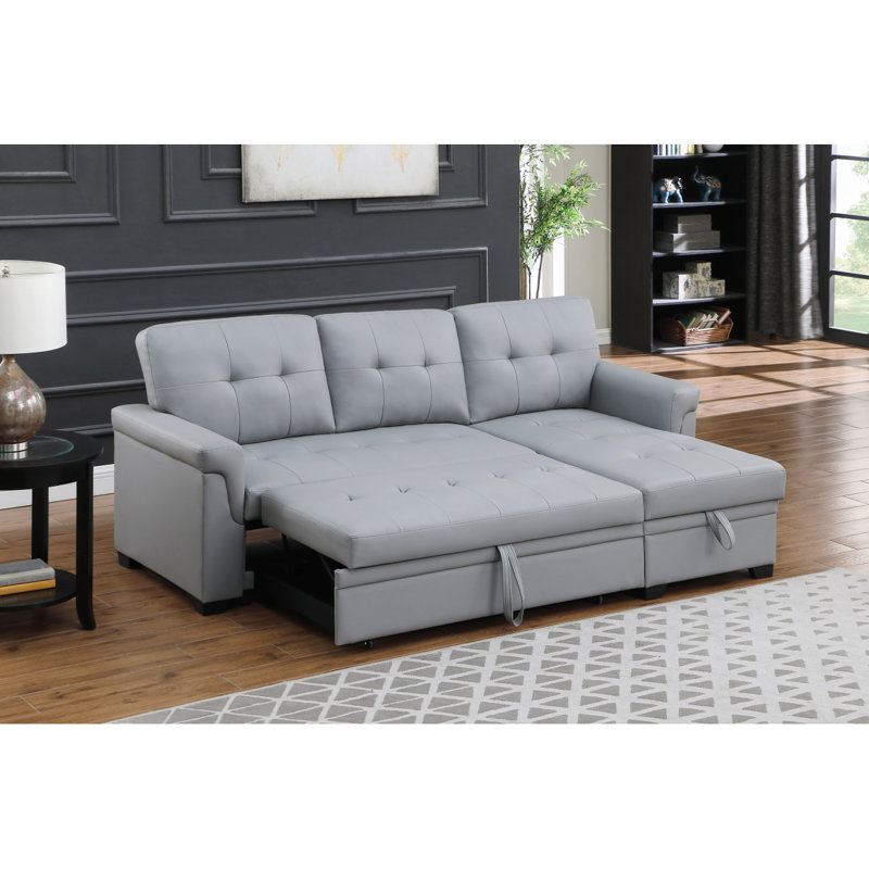 Canapé modulaire moderne en cuir végétalien réversible 83,5 po Lucca