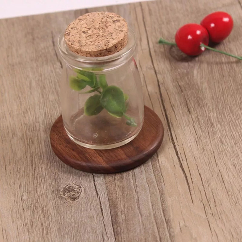 Ensemble de 4 sous-verres ronds en bois brun foncé