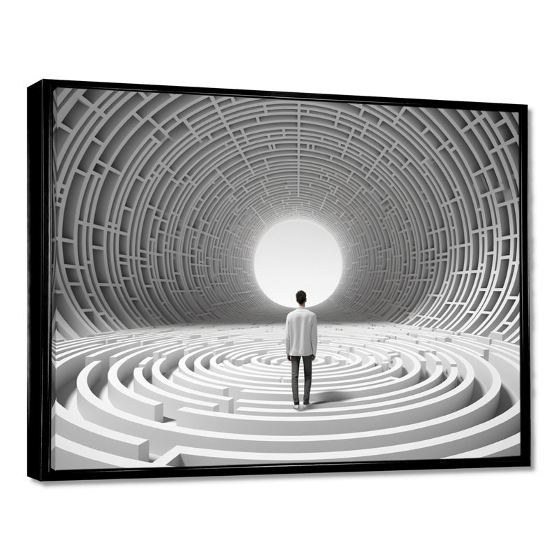 Pure infinite blancheur - City Architecture, art mural, H 12 po x l 20 po x P 1 po, Toile avec cadre flottant noir