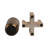 Elegant Cylindrical Metal Flower Vase with Travertine Base for Home Living Room Accent - Modern Tall Table Vase for Bedroom or Office Decor Display - Brown & Gold