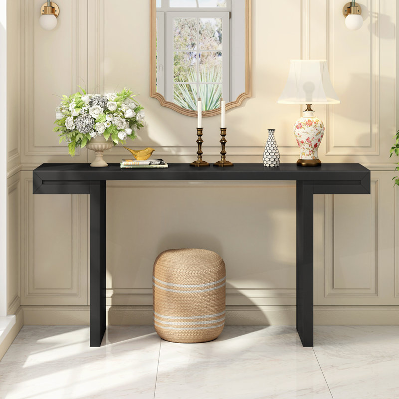Grande console de 60 pouces aux lignes géométriques épurées, Noir