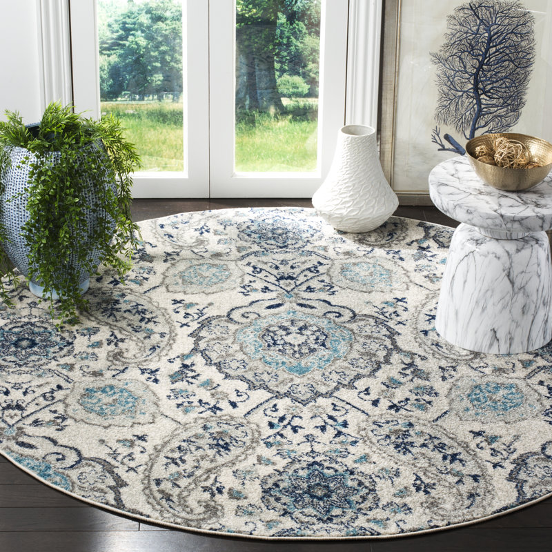 Jaelynn Cream/Light Grey Area Rug, Round 201 cm