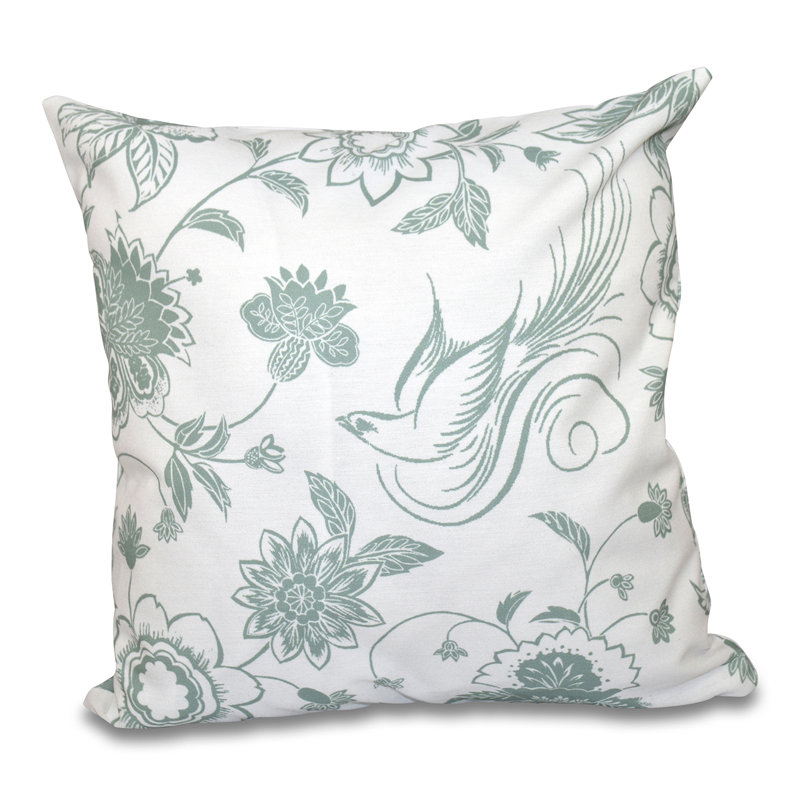 Botanical Blooms Floral Reversible Throw Pillow, 26" H x 26" W, Green
