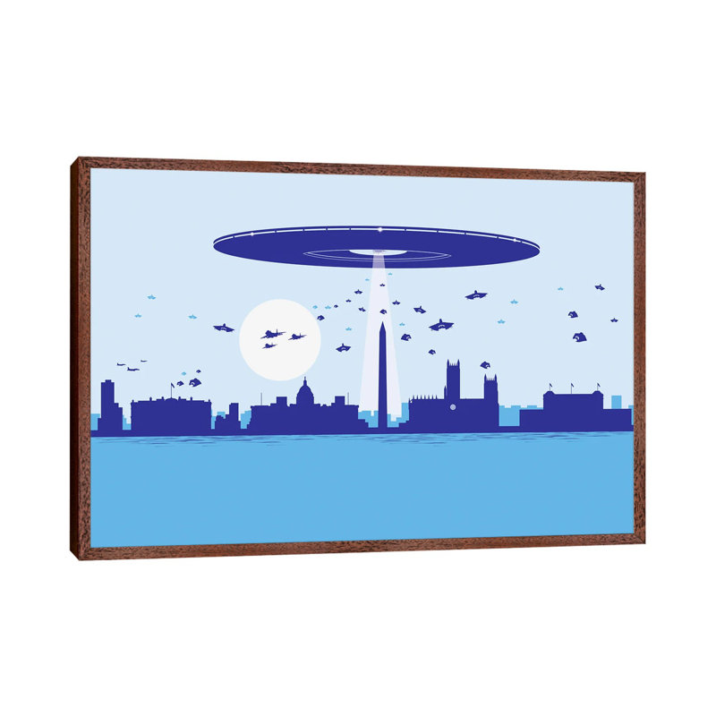 Washington Invasion - Print on Canvas, 101.6cm H x 152.4cm W x 3.81cm D, Classic Brown Wood Floater Framed