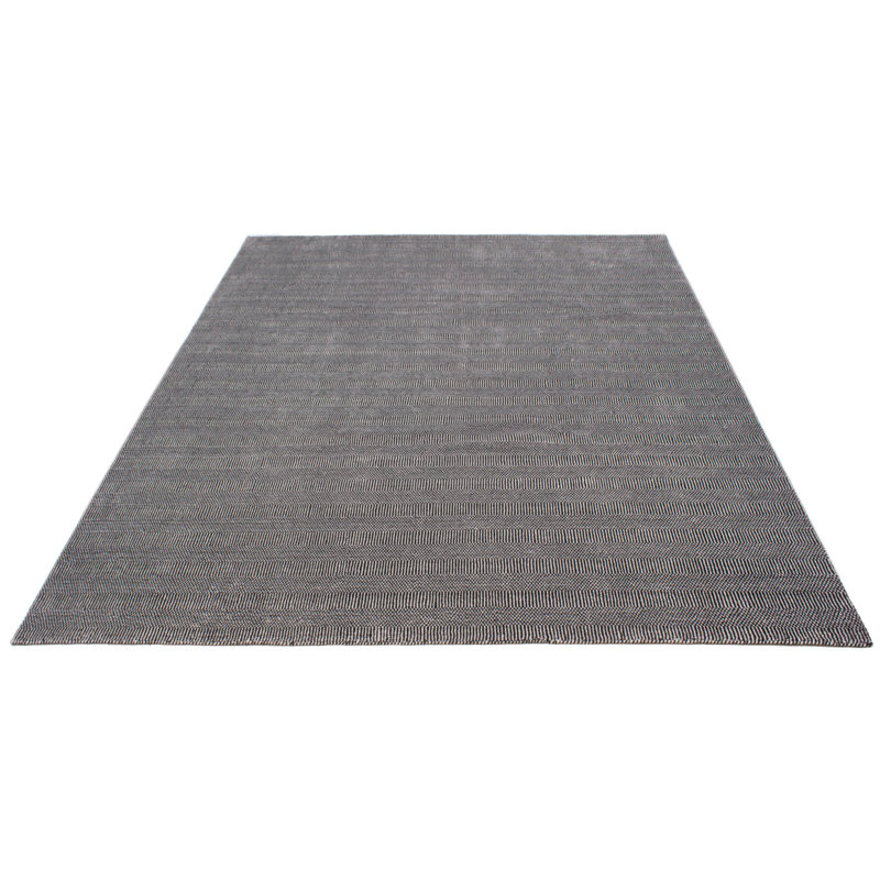 Tapis noir et blanc en laine New Age de conception unique 9 pi 1 po x 12 pi Hurain