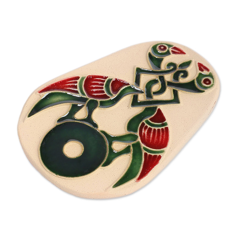 Aimant en céramique Novica, Beige / Rouge / Vert