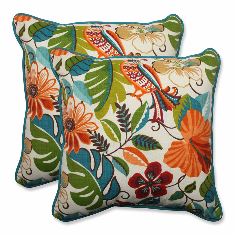 Lensing Floral Outdoor Throw Pillow, Jungle