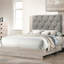 Lit très grand contemporain avec finition crème et tête de lit grise-378708392-378708394