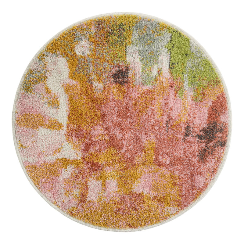 Unique Loom Flower Whimsy Kids Rug, Round 2'2"