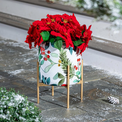 Boîte à fleurs festive en métal 18,7 po H