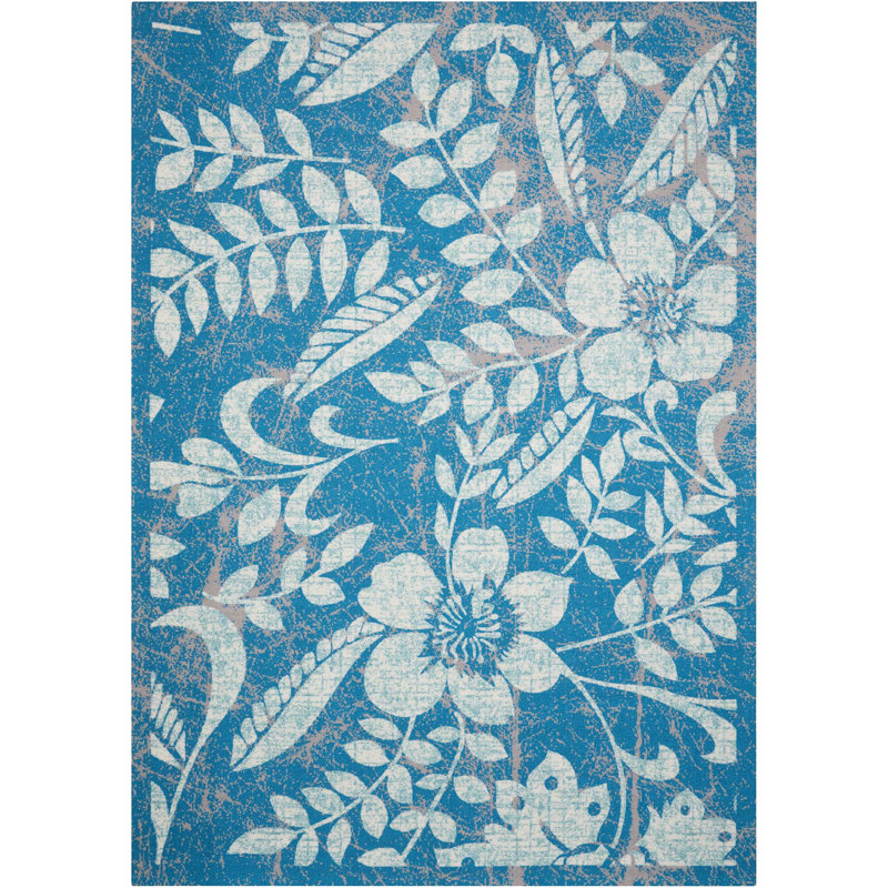 Tapis bleu Ermelinda, Rectangle 5 pi 3 po x 7 pi 5 po