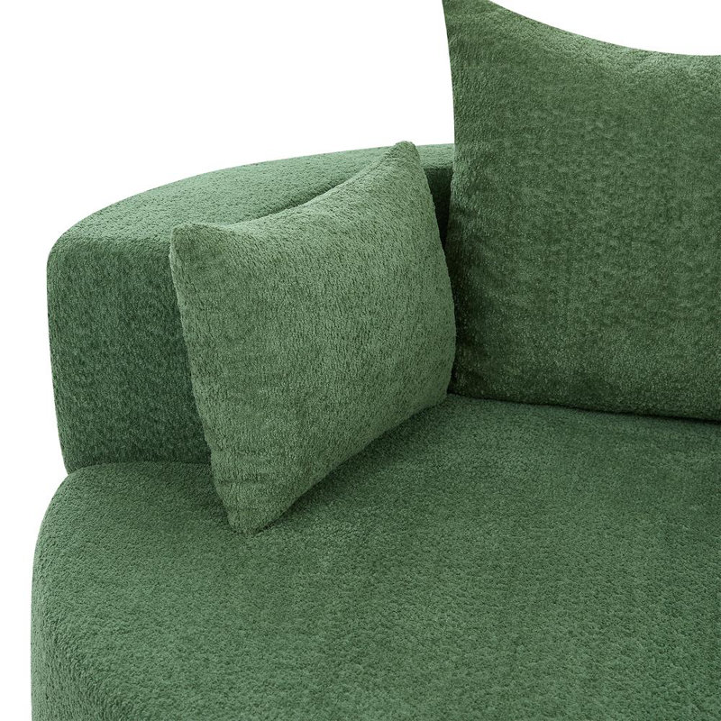 55"W Upholstered Oversized Swivel Barrel Accent Chair, 26.9" H x 55.1" W x 55.1" D, Green Chenille