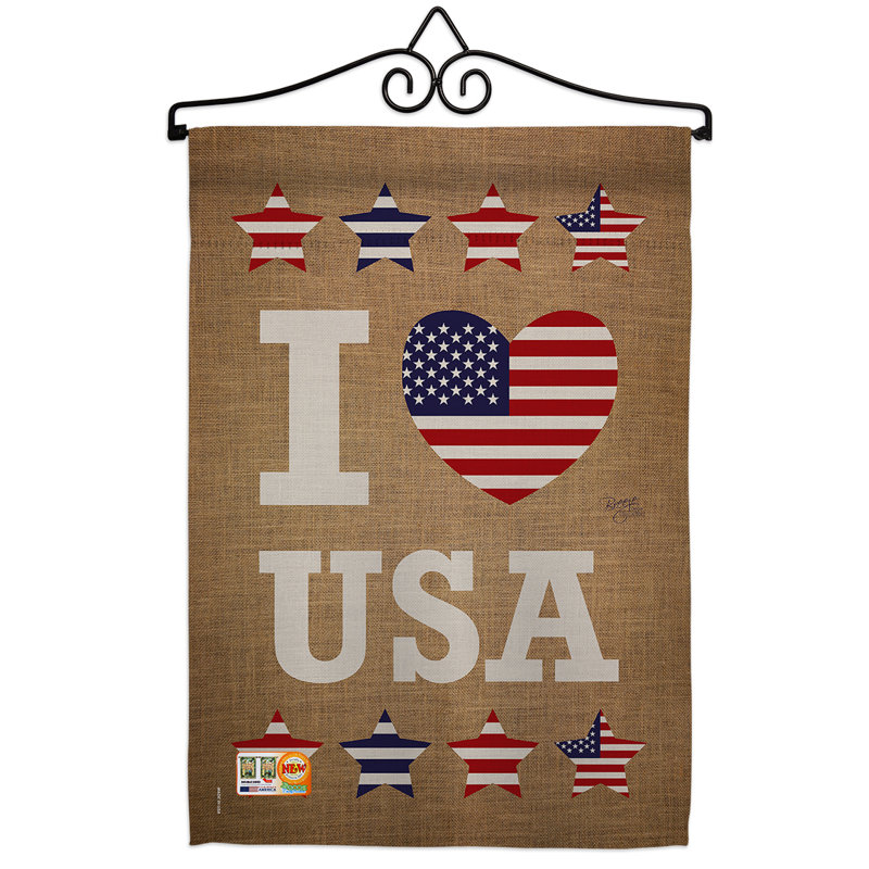 I love l 18,5 x 13 po en polyester à 2 côtés é.-u. ensemble de drapeau