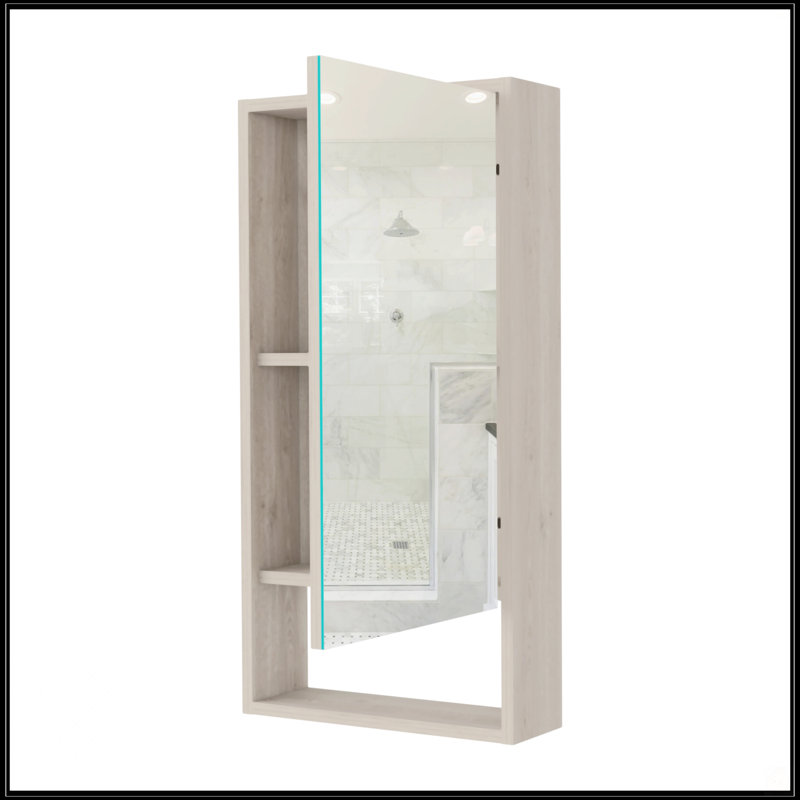 Pharmacie rectangulaire avec miroir, Gris clair