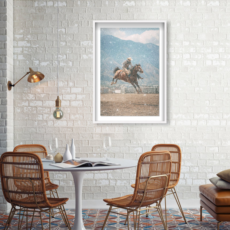 Bronc Rider Print by Oliver Gal, 37.5" H x 25.5" W, White Shadowbox
