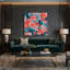Aquarelle, art floral sur toile rouge 26-313665376