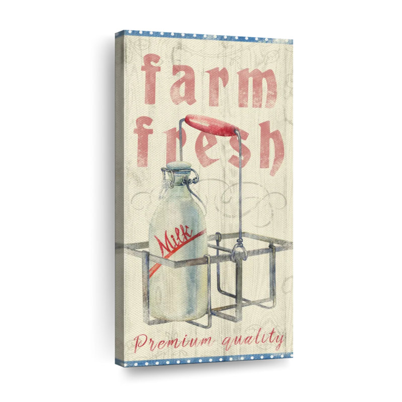 Farm Fresh Milk - reproduction sur toile tendue, H 24 po x l 12 po x P 1,25 po