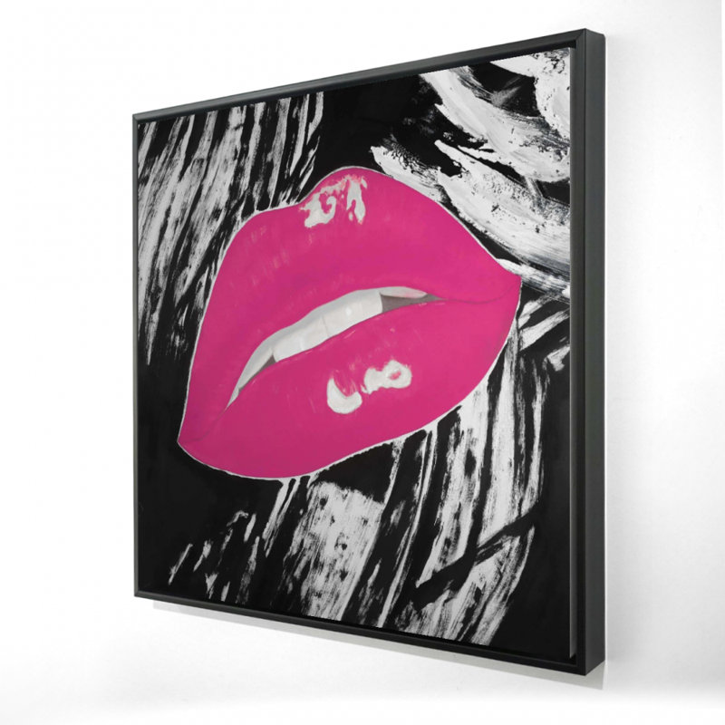 «Kissable Pink Glossy Lips» sur toile, H 36 po x l 36 po