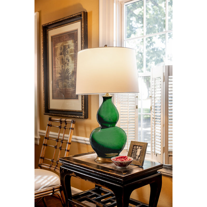 Rockford Table Lamp, Emerald/Aged Brass