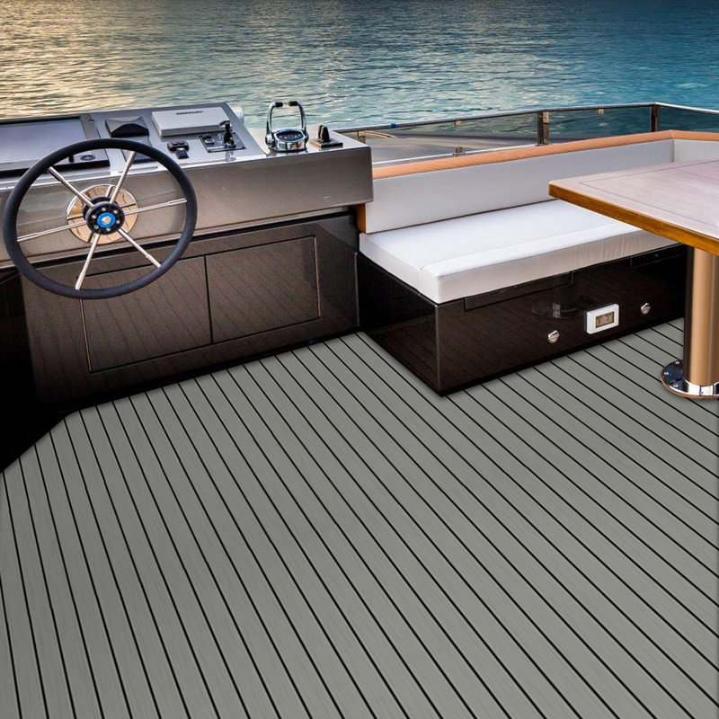 Tapis antidérapant 94,48 po * 47,27 po pour bateau et bateau, Gris, noir