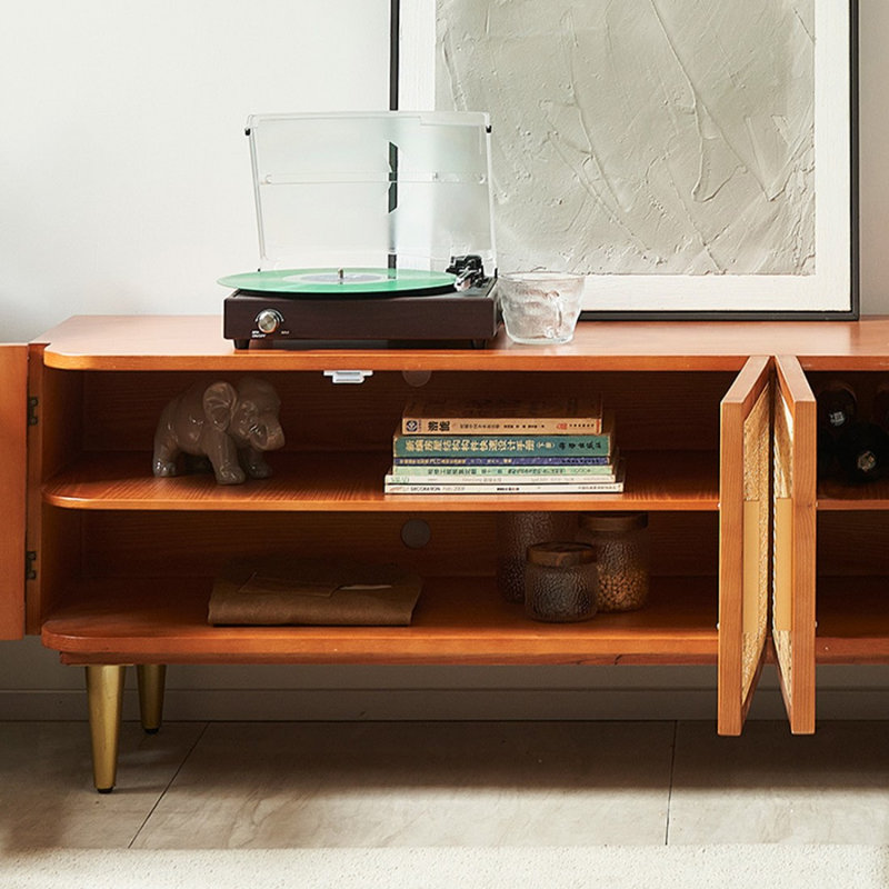 Meuble télé moderne en bois massif beige