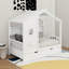 Lit simple en bois avec lit gigogne et tablette de rangement-675843594
