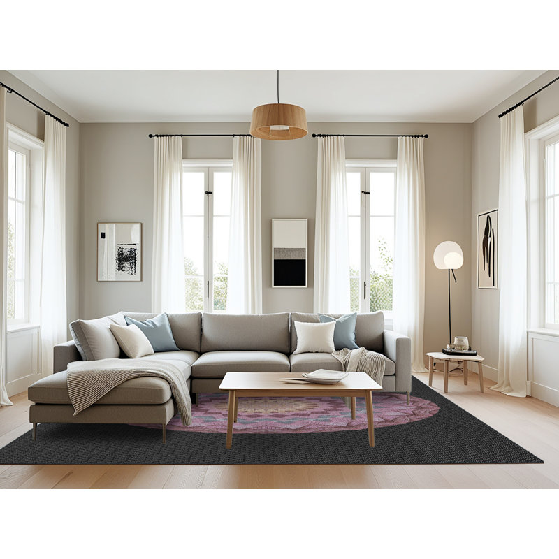 Tapis noir/rose à tisser électrique, Rectangle 8 pi x 10 pi
